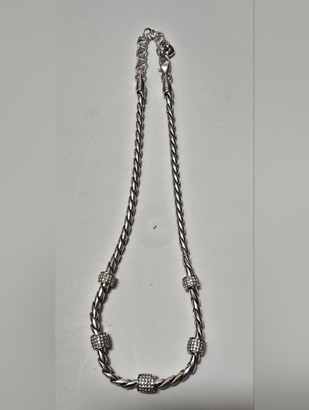 Brighton Meridian Silver Twisted Rope Necklace with Swarovski Crystal  18 Inches